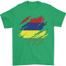 Torn Mauritius Flag Mauritians Day Football Mens T-Shirt 100% Cotton Irish Green
