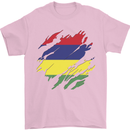 Torn Mauritius Flag Mauritians Day Football Mens T-Shirt 100% Cotton Light Pink