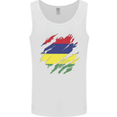 Torn Mauritius Flag Mauritians Day Football Mens Vest Tank Top White