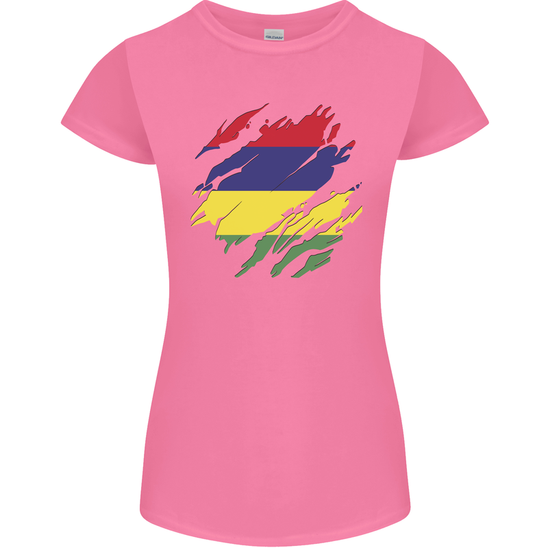 Torn Mauritius Flag Mauritians Day Football Womens Petite Cut T-Shirt Azalea