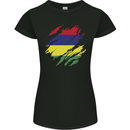 Torn Mauritius Flag Mauritians Day Football Womens Petite Cut T-Shirt Black