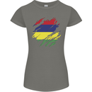 Torn Mauritius Flag Mauritians Day Football Womens Petite Cut T-Shirt Charcoal