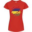 Torn Mauritius Flag Mauritians Day Football Womens Petite Cut T-Shirt Red