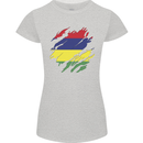 Torn Mauritius Flag Mauritians Day Football Womens Petite Cut T-Shirt Sports Grey