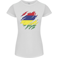 Torn Mauritius Flag Mauritians Day Football Womens Petite Cut T-Shirt White