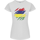 Torn Mauritius Flag Mauritians Day Football Womens Petite Cut T-Shirt White