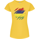 Torn Mauritius Flag Mauritians Day Football Womens Petite Cut T-Shirt Yellow