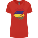 Torn Mauritius Flag Mauritians Day Football Womens Wider Cut T-Shirt Red