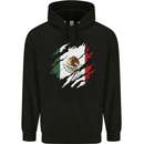 Torn Mexico Flag Mexican Day Football Childrens Kids Hoodie Black