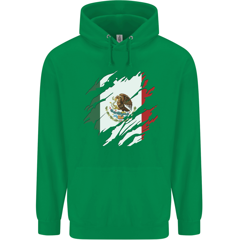 Torn Mexico Flag Mexican Day Football Childrens Kids Hoodie Irish Green