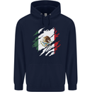 Torn Mexico Flag Mexican Day Football Childrens Kids Hoodie Navy Blue