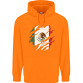 Torn Mexico Flag Mexican Day Football Childrens Kids Hoodie Orange
