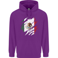 Torn Mexico Flag Mexican Day Football Childrens Kids Hoodie Purple