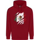 Torn Mexico Flag Mexican Day Football Childrens Kids Hoodie Red