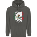 Torn Mexico Flag Mexican Day Football Childrens Kids Hoodie Storm Grey