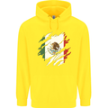 Torn Mexico Flag Mexican Day Football Childrens Kids Hoodie Yellow