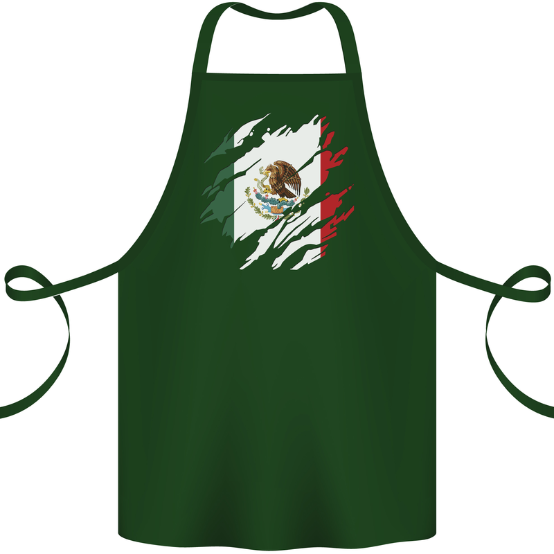 Torn Mexico Flag Mexican Day Football Cotton Apron 100% Organic Forest Green