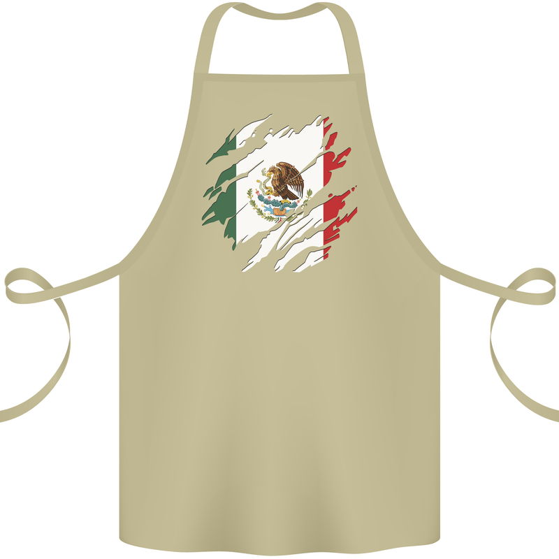 Torn Mexico Flag Mexican Day Football Cotton Apron 100% Organic Khaki