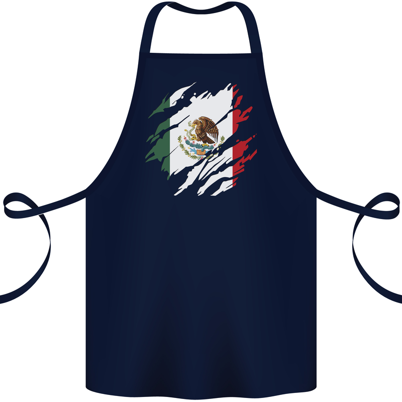 Torn Mexico Flag Mexican Day Football Cotton Apron 100% Organic Navy Blue