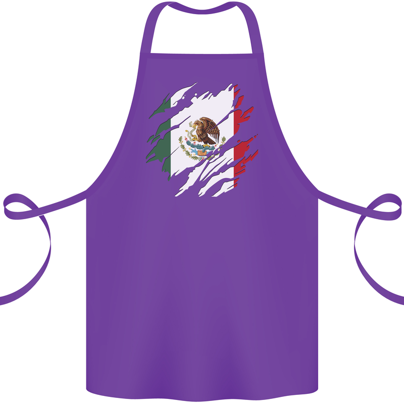 Torn Mexico Flag Mexican Day Football Cotton Apron 100% Organic Purple