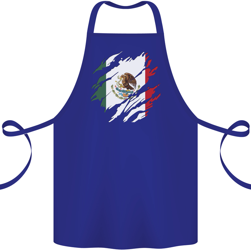 Torn Mexico Flag Mexican Day Football Cotton Apron 100% Organic Royal Blue