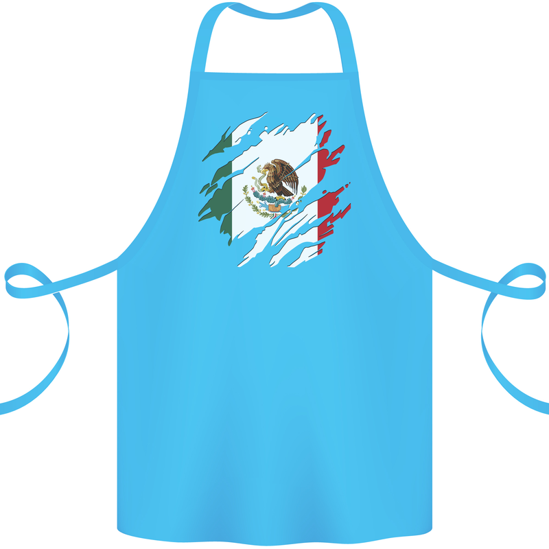 Torn Mexico Flag Mexican Day Football Cotton Apron 100% Organic Turquoise