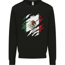 Torn Mexico Flag Mexican Day Football Kids Sweatshirt Jumper Black