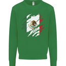 Torn Mexico Flag Mexican Day Football Kids Sweatshirt Jumper Irish Green
