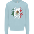 Torn Mexico Flag Mexican Day Football Kids Sweatshirt Jumper Light Blue