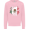 Torn Mexico Flag Mexican Day Football Kids Sweatshirt Jumper Light Pink