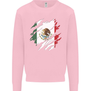 Torn Mexico Flag Mexican Day Football Kids Sweatshirt Jumper Light Pink
