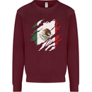 Torn Mexico Flag Mexican Day Football Kids Sweatshirt Jumper Maroon