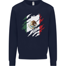 Torn Mexico Flag Mexican Day Football Kids Sweatshirt Jumper Navy Blue