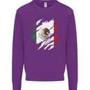 Torn Mexico Flag Mexican Day Football Kids Sweatshirt Jumper Purple