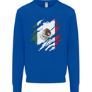 Torn Mexico Flag Mexican Day Football Kids Sweatshirt Jumper Royal Blue