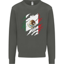 Torn Mexico Flag Mexican Day Football Kids Sweatshirt Jumper Storm Grey