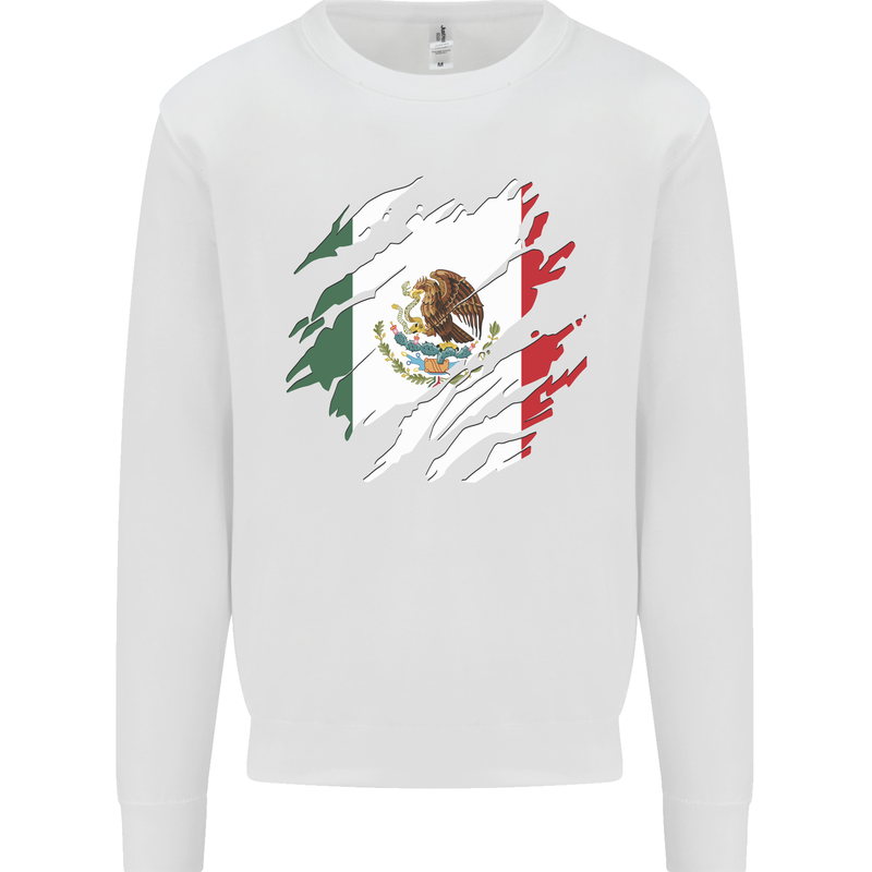 Torn Mexico Flag Mexican Day Football Kids Sweatshirt Jumper White