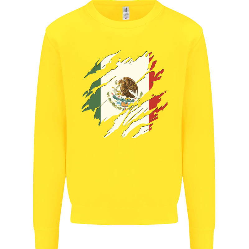 Torn Mexico Flag Mexican Day Football Kids Sweatshirt Jumper Yellow