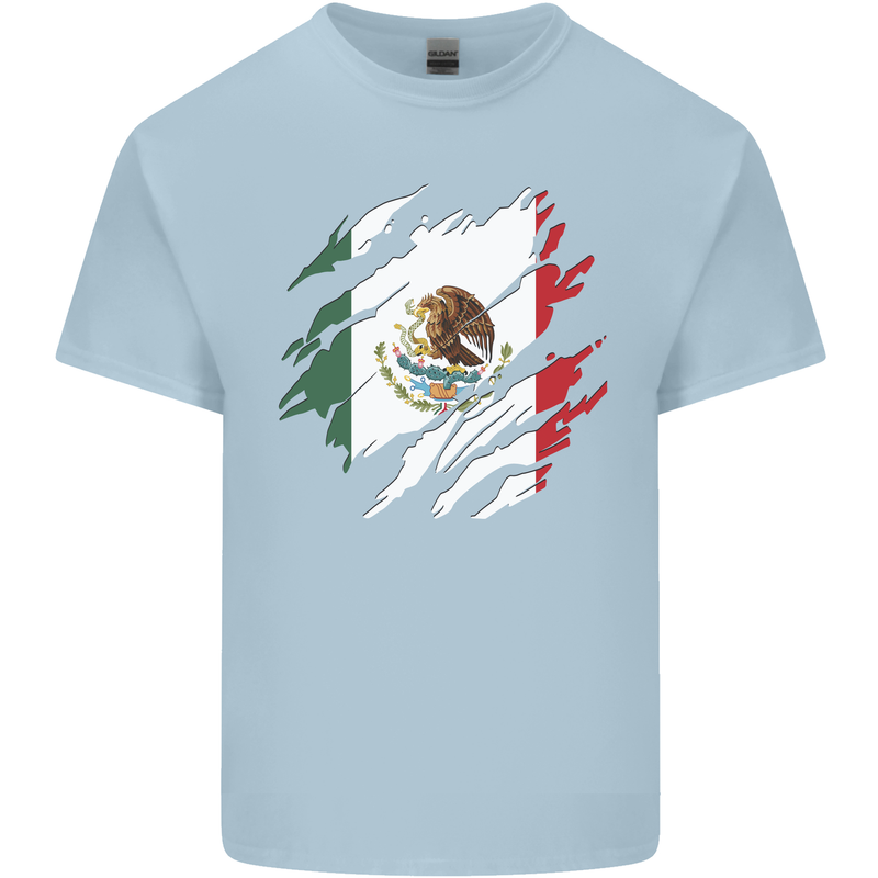 Torn Mexico Flag Mexican Day Football Kids T-Shirt Childrens Light Blue