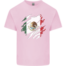 Torn Mexico Flag Mexican Day Football Kids T-Shirt Childrens Light Pink