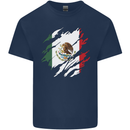 Torn Mexico Flag Mexican Day Football Kids T-Shirt Childrens Navy Blue