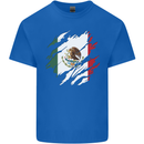 Torn Mexico Flag Mexican Day Football Kids T-Shirt Childrens Royal Blue