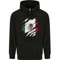 Torn Mexico Flag Mexican Day Football Mens 80% Cotton Hoodie Black