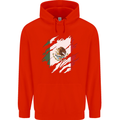 Torn Mexico Flag Mexican Day Football Mens 80% Cotton Hoodie Bright Red