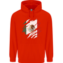 Torn Mexico Flag Mexican Day Football Mens 80% Cotton Hoodie Bright Red