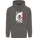 Torn Mexico Flag Mexican Day Football Mens 80% Cotton Hoodie Charcoal