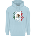 Torn Mexico Flag Mexican Day Football Mens 80% Cotton Hoodie Light Blue