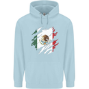 Torn Mexico Flag Mexican Day Football Mens 80% Cotton Hoodie Light Blue