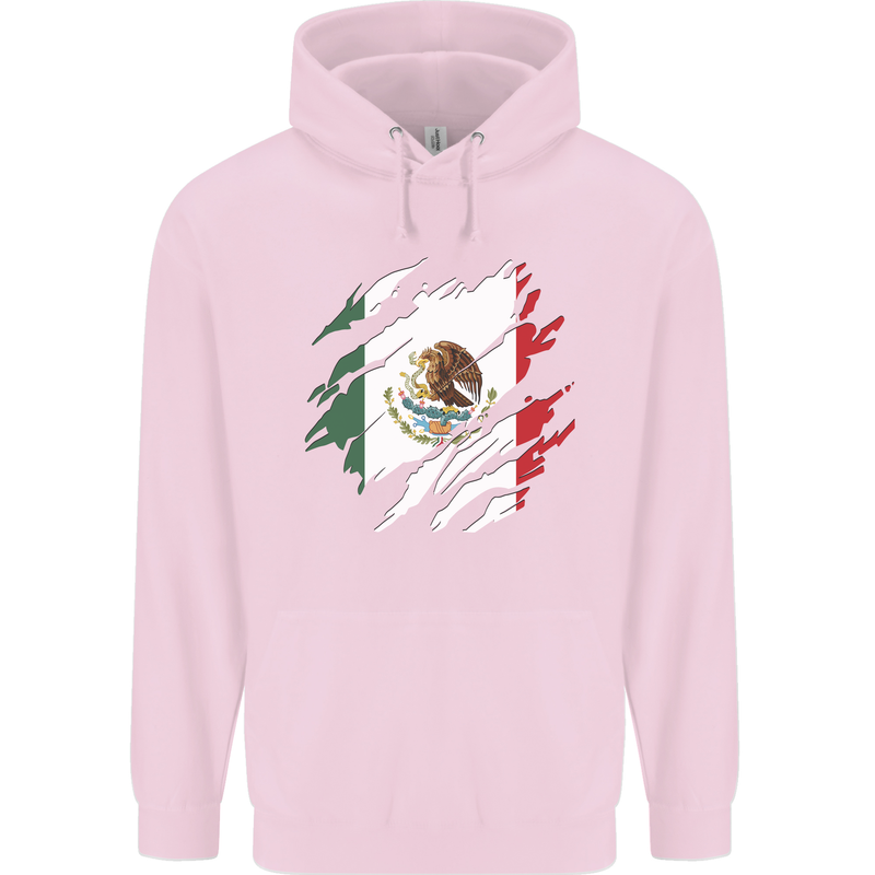 Torn Mexico Flag Mexican Day Football Mens 80% Cotton Hoodie Light Pink