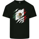 Torn Mexico Flag Mexican Day Football Mens Cotton T-Shirt Tee Top Black
